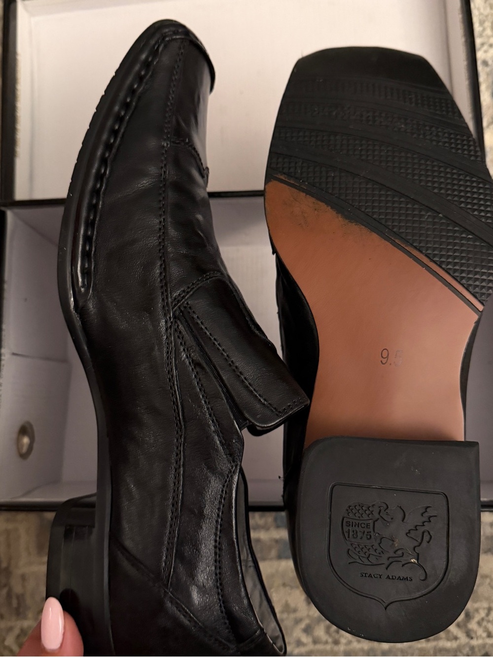 Stacy Adams Black Leather Slip-On Dress Loafers